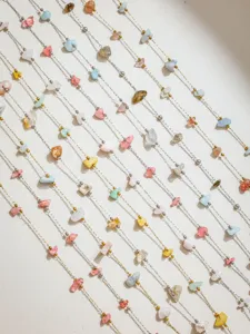 Roestvrij staal natuurlijke gemengde kleur grind positionering ketting DIY sieraden