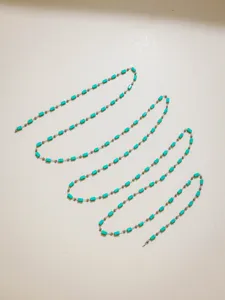 Stainless steel beaded chain detail with turquoise rectangle beads for DIY jewelry