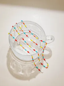 Colorful DIY beaded chain with metal balls, perfect for handmade necklaces and bracelets.