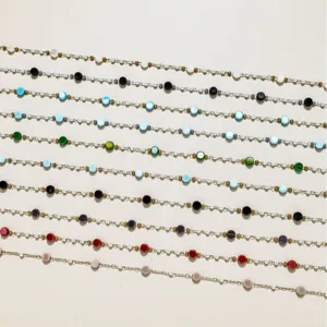 Chaîne de Perles en Acier Inoxydable DIY Perles Colorées Rondes Plates Chaîne Fine Collier Bracelet Chaîne de Lunettes Fournitures de Bijoux