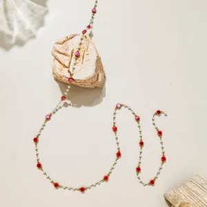 DIY chaine fine en acier inoxydable petites perles et perles rondes plates colorees