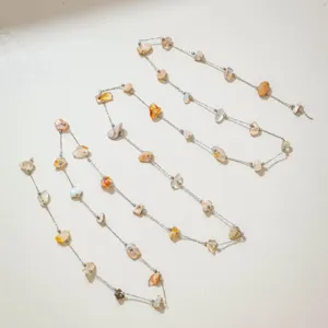 Roestvrij staal natuurlijke macaron gemengde edelsteen positionering ketting sieraad