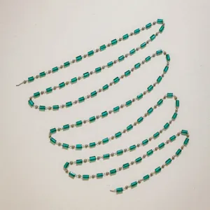 DIY green crystal tube beaded metal chain for handmade jewelry necklace bracelet making.