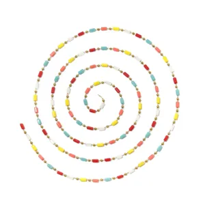 DIY colorful tube beads metal chain necklace bracelet handmade fashion jewelry supply.