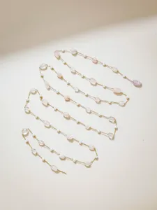 Edelstahl Perlen und bunte Stein Kette für DIY Brillenband Handykette Schmuckzubehör.