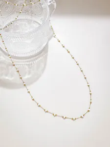 Edelstahl Kristall Perlenkette, zarter Gold Schmuck DIY Zubehör für Halsketten Details.