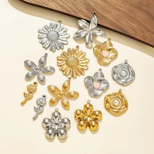 Roestvrijstalen Bloemenhangers Madeliefje Roos Camelia Charms Voor Sieraden Maken DIY Sleutelhanger Tas Hangende Accessoires Vrouwen Cadeau