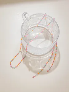 Colorful beaded chain stainless steel DIY jewelry accessories handmade craft materials decor