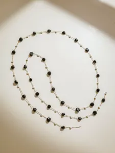 Edelstahl Perlen und schwarze Stein Kette DIY Schmuck Zubehör für Brillen und Kameraketten.