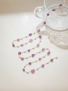 Detailansicht von DIY Edelstahl bunten Stein und Perlen Brillenketten Zubehör.