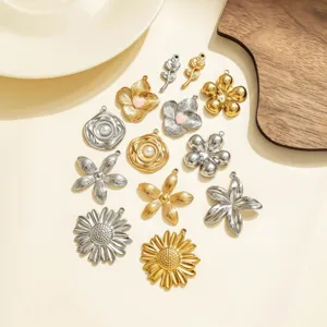 Roestvrijstalen bloem bedels DIY sieraden hangers madeliefje metalen accessoires knutselen