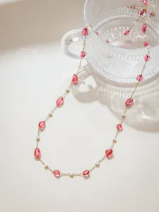 Edelstahl Perle bunter Stein Positionierung Kette, schicke französische DIY Schmuck Zubehör.