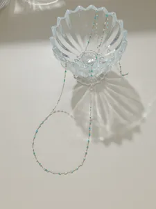 Chaine fine en acier inoxydable avec petites perles, accessoire DIY pour chaine de lunettes detail.