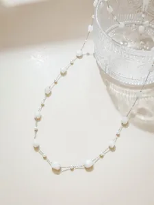 Edelstahl Perle und Stein Perlenkette, filigranes DIY Schmuck Brillenband Zubehörteil.