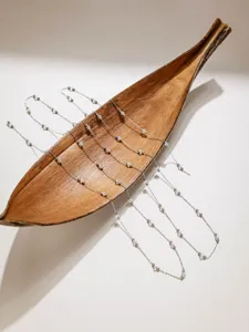 Edelstahl Kristall Perlenkette Detail, perfekt für DIY Schmuckherstellung und Bekleidungszubehör.