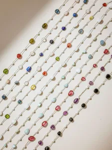 Edelstahl Perlen und bunte Edelsteine Positionierungs Kette fuer DIY Schmuckzubehör.