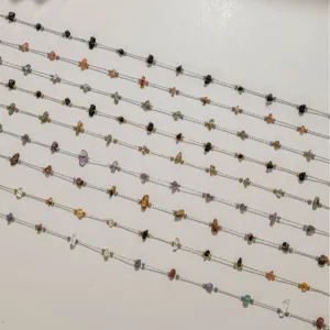 Natural Stone Gravel 304 Stainless Steel Fine Chain Link For DIY Necklace Bracelet Eyeglass Chain Semi Finished Material