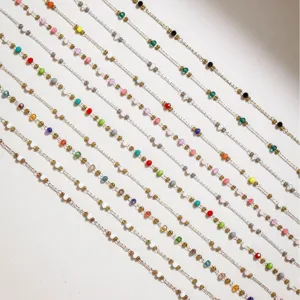 304 Edelstahl Kristallperlen Kette Für DIY Schmuckherstellung Bunte Strass Quasten Kette Halskette Armband Zubehör Material