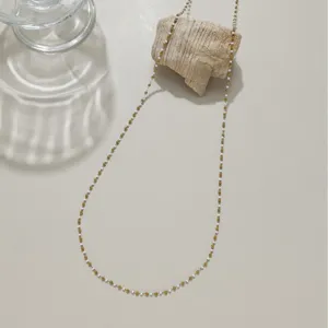Chaîne fine en mini perles de riz en acier inoxydable, matériau d'accessoire de bijoux DIY.