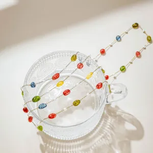 Edelstahl bunte Edelstein Perlen Kette für DIY Brille Kamera Riemen Zubehör Schmuck