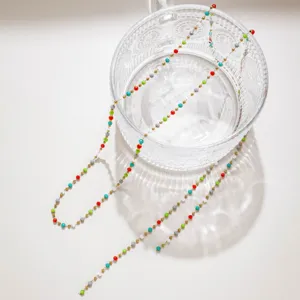 Bunte Perlenkette aus rostfreiem Stahl DIY Halskette Armband Quaste Zubehör Material