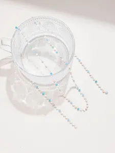 Cadena de cuentas de cristal de acero inoxidable DIY para joyas y accesorios de moda