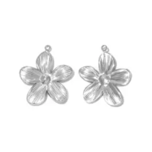 Stainless Steel Relief Flower Charms DIY Jewelry Making Pendants 2pcs Main Shot