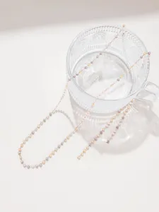 Cadena de cuentas de cristal DIY accesorio de joyeria, cadena metalica delicata para artesania.