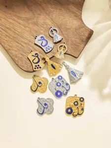 Pendentifs religieux émaillés bleu en acier inoxydable accessoires de bijoux DIY détail