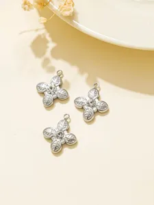 Ciondoli metallo con foglia di fiore argento vintage accessori per bigiotteria DIY 3 pezzi