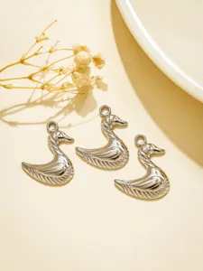 Edelstahl Ente Anhänger DIY Schmuck Zubehör, silberne Charms für Halskette Handwerk Basteln