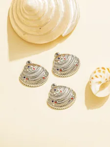 Stainless steel seashell pendant with colorful stones, ideal for DIY jewelry making and crafts.