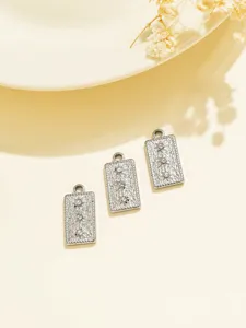 Stainless steel DIY rectangle pendant charms with rhinestone sunburst elements for jewelry making.