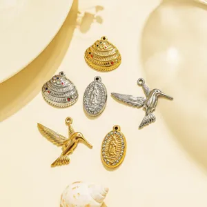 Stainless Steel Hummingbird Virgin Mary Shell Pendant DIY Jewelry Keychain Bag Charm Accessories