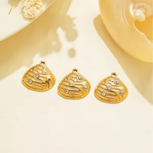 Gold bee hive shell rhinestone DIY jewelry pendant charms set for necklace making