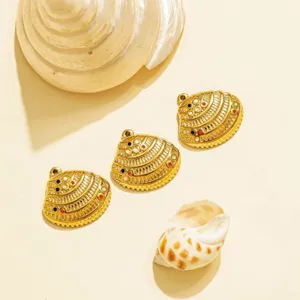 Gold shell pendant DIY jewelry accessories stainless steel charms for necklace keychain