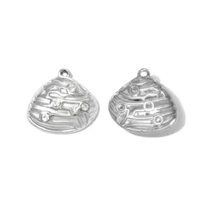 Stainless steel shell pendant charms with rhinestone DIY jewelry accessories main view