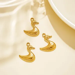 Edelstahl Schwan Anhänger Goldfarben Metall Charm DIY Schmuckherstellung Zubehör