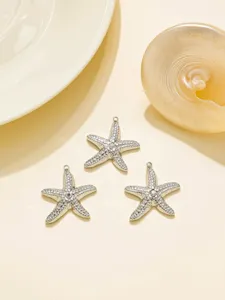 Silver starfish pendant charms for DIY jewelry making and clothing accessories decor.