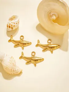 Gold shark pendants DIY jewelry charms stainless steel marine style animal charms