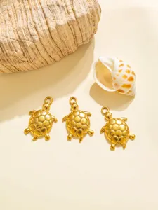 Colgantes de tortuga marina dorados detalle, acero inoxidable accesorios de joyería DIY.