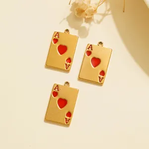 Edelstahl Herz Ass Spielkarte Anhänger Detailaufnahme für DIY Schmuckherstellung zubehör.