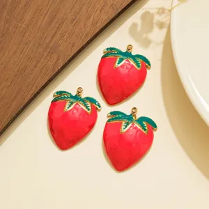 Roter Erdbeere Metall Anhänger DIY Schmuck Zubehör für handgemachte Handwerk Tasche