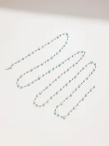DIY Edelstahl Kristall Perlen Kette, hellblau Edelstein bohemien Handarbeit Detail
