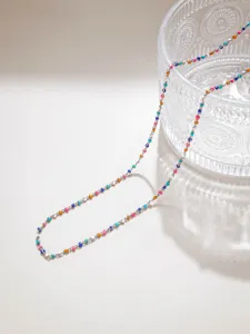 Stainless steel colorful candy bead delicate chain for DIY jewelry making and craft accessories.