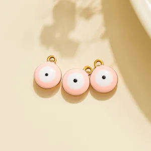 Edelstahl rosa böser Blick Anhänger Detailansicht für DIY Schmuck und Modeaccessoires.