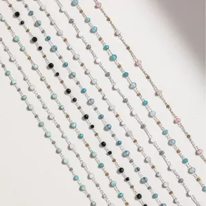 Boho 304 Edelstahl Strass Kristall Perlen Kette Für Handgefertigt DIY Halskette Haarnadel Quaste Schmuckherstellung Material