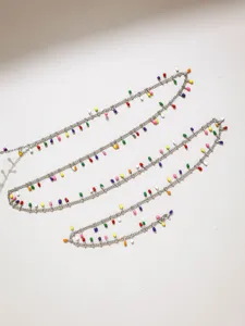 Stainless steel colorful candy bead detailed chain DIY doll clothes jewelry accessory