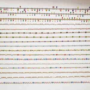 Stainless Steel Dopamine Candy Seed Bead Fine Chain Colorful DIY Jewelry Making Accessary For Necklace Bracelet Doll Clothing Craft