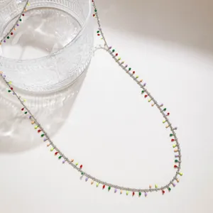Stainless steel colorful candy bead delicate chain for DIY jewelry making or doll clothes accessories.